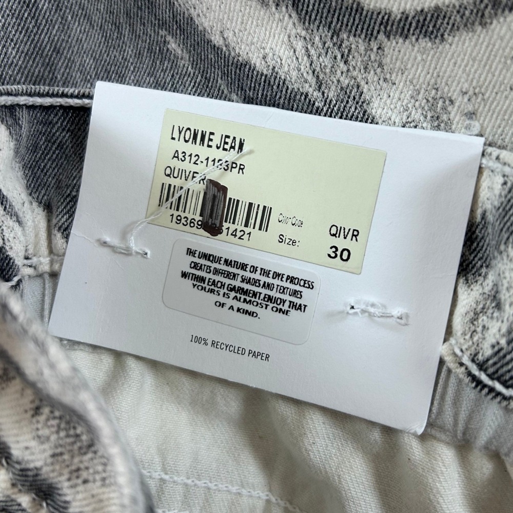 AGOLDE Lyonne Jeans Womens 30 Quiver Black Zebra Print Wide Leg High Rise NWT - Picture 6 of 11